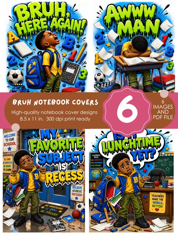 Funny School Notebook Covers Bundle
