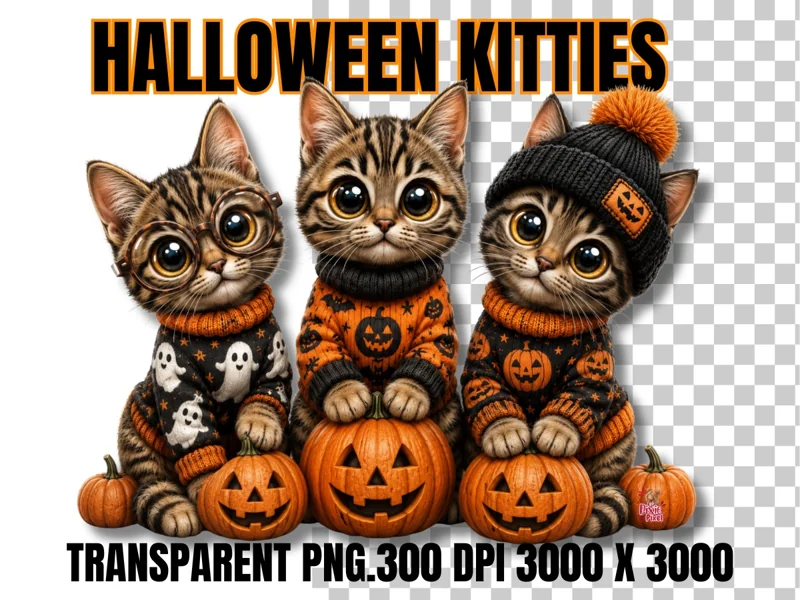 Mackerel Tabby Halloween Kitties