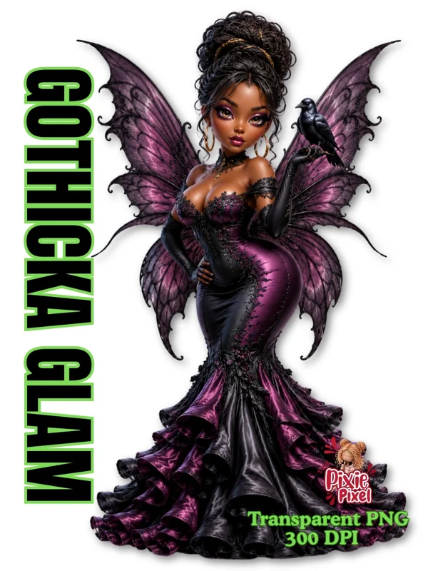 African American Gothic Fairy PNG